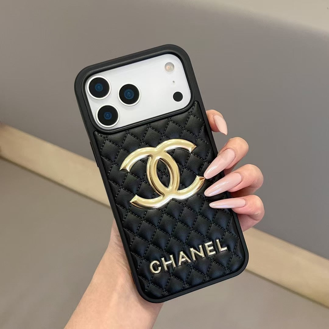 Quilted and Plain Emblem Phone Case - Style Options