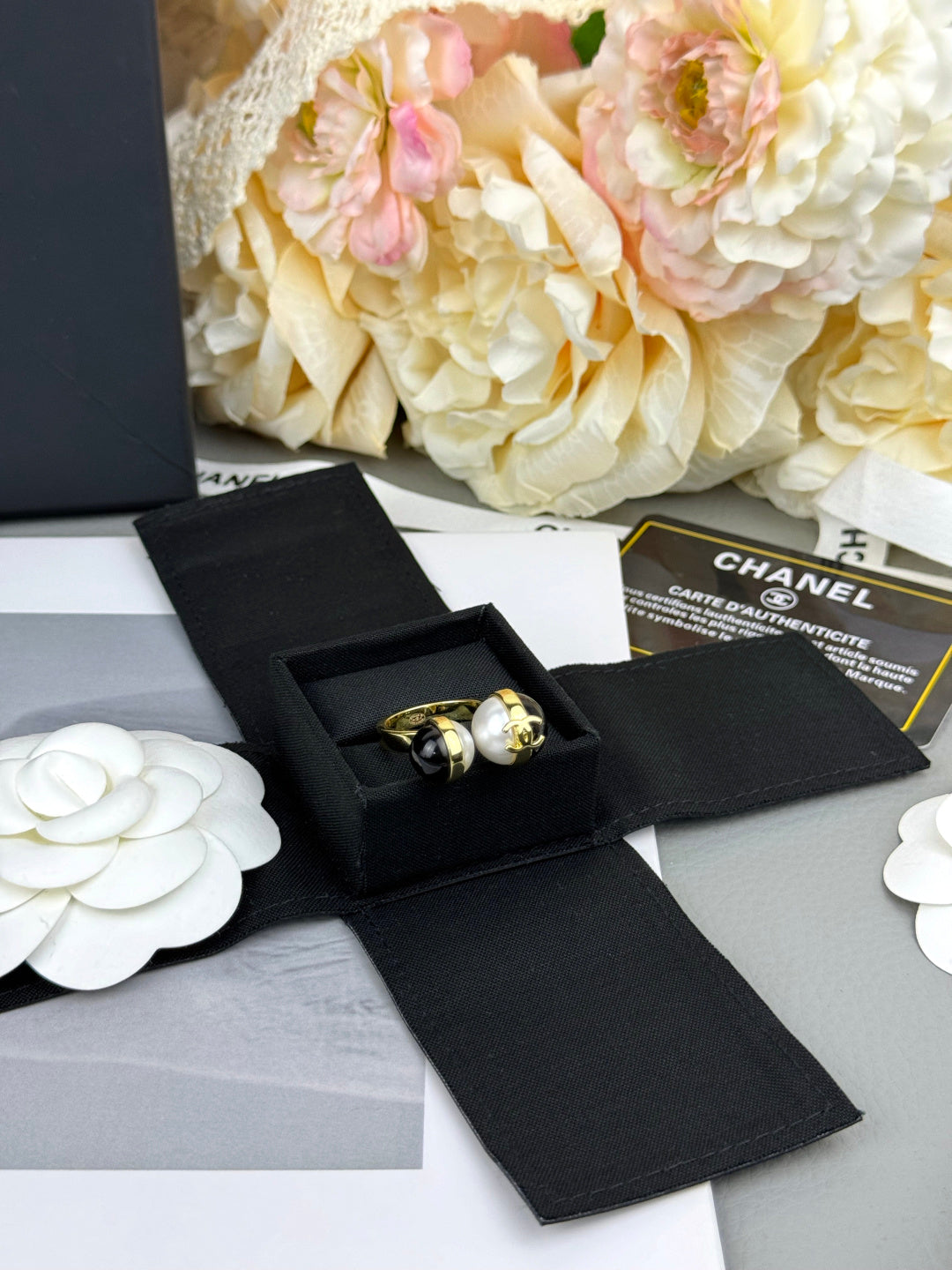 Open Ring with Contrasting Bead Ends