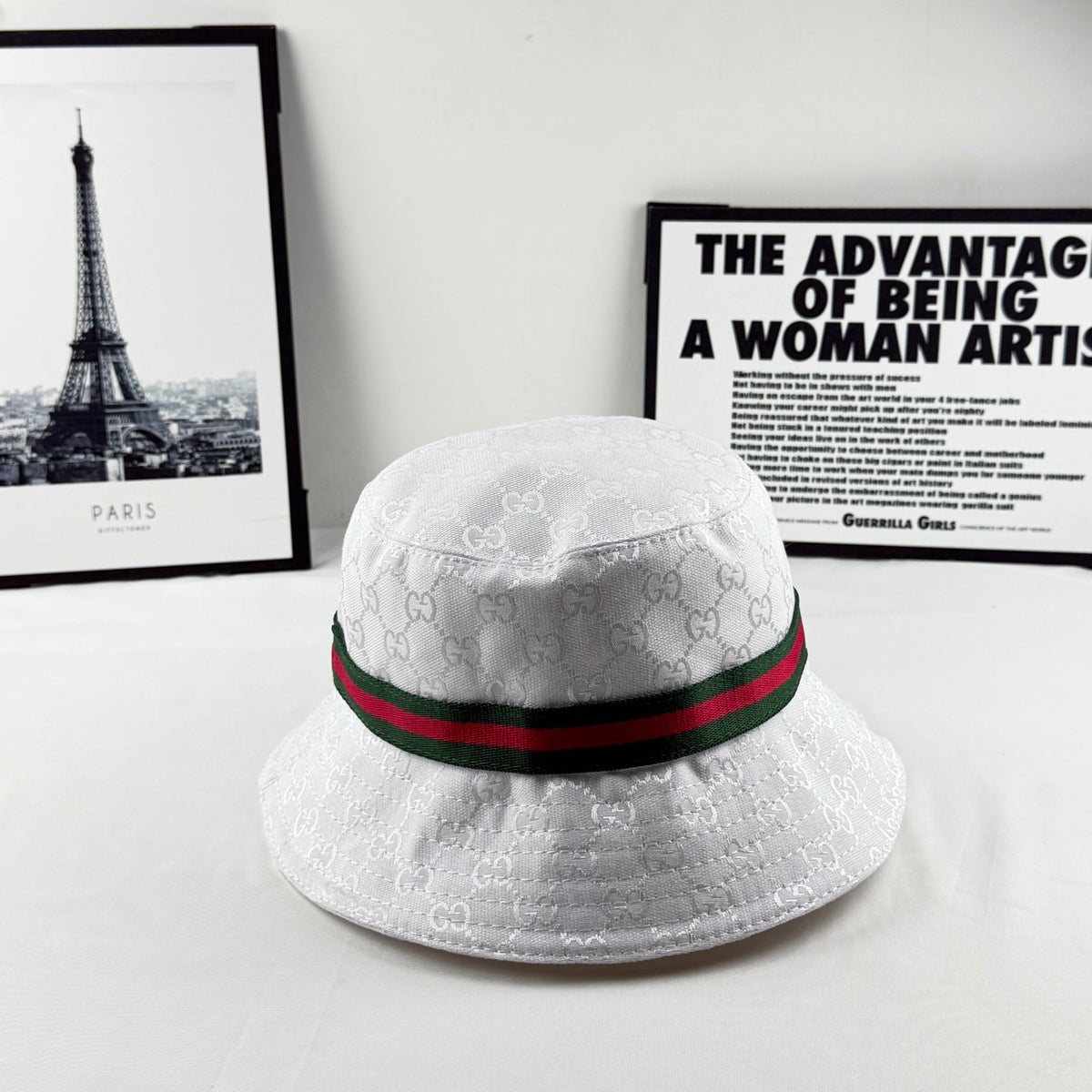 Monogram Bucket Hat with Web Stripe