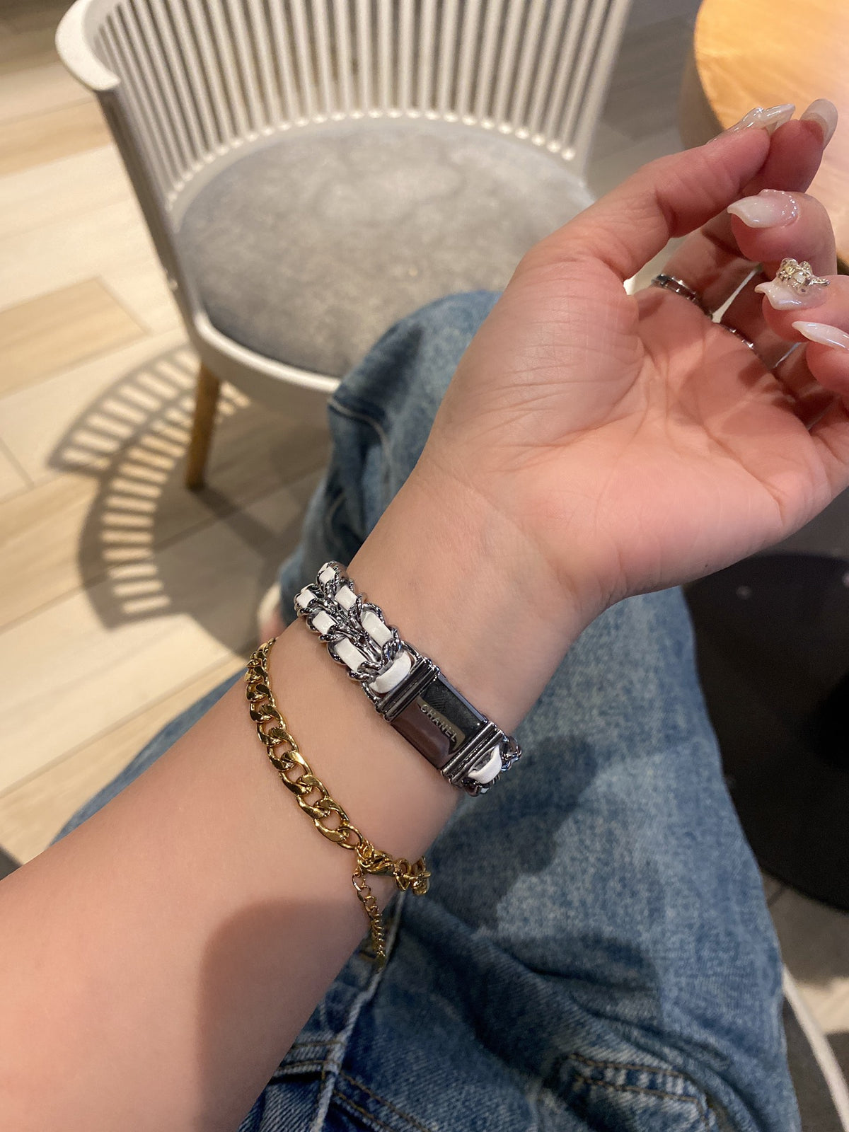 Montre rectangulaire à quartz avec bracelet chaîne étincelant 003