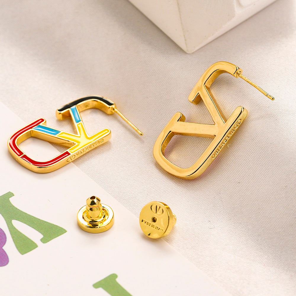 304 Stainless Steel Color-Block Oval Stud Earrings