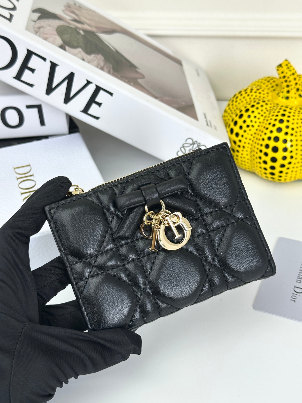 Quilted Flap Wallet with Letter Charms 015