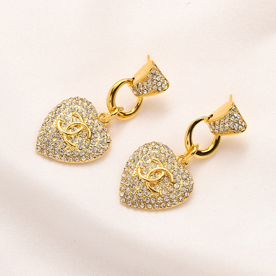 Alloy Pave Heart Earrings & Necklace Collection