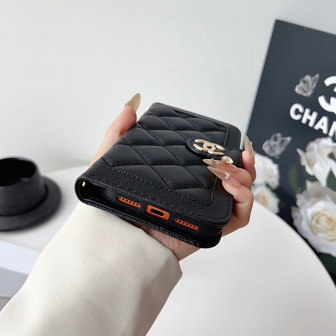 Funda acolchada para teléfono con correa ancha con letras