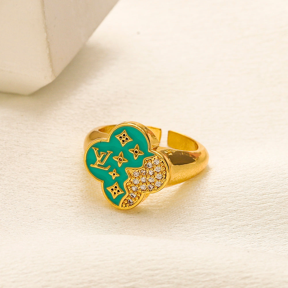 Color-Inlay Monogram Round Ring