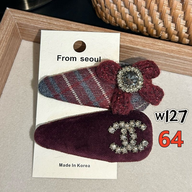 Decorative Hair Clip - Bow, Plaid and Emblem Options