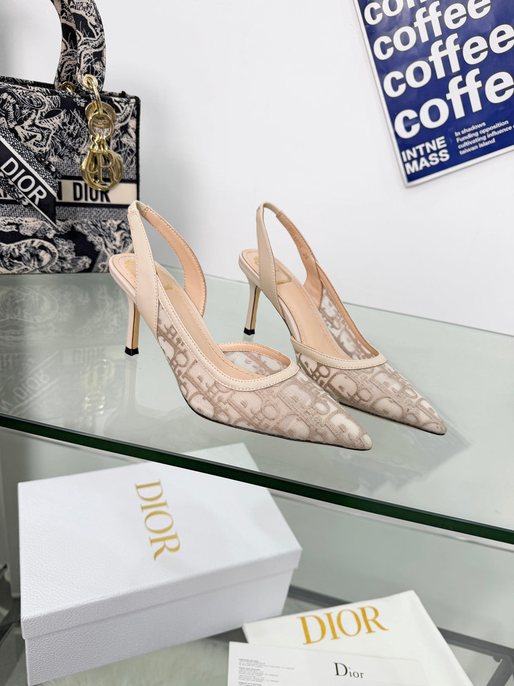 Monogram Pointed-Toe Slingback Pumps