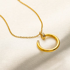 304 Stainless Steel Open-Ring Pendant Necklace