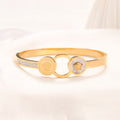304 Stainless Steel Pave Round Medallion Bangle Bracelet