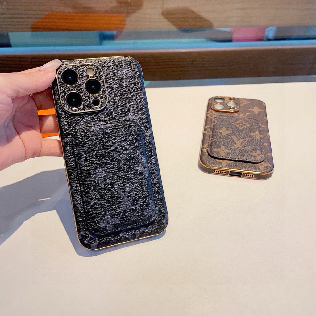Funda para teléfono con monograma y bolsillo para tarjetas