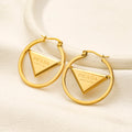 Pendientes de aro con marco triangular de acero inoxidable 304
