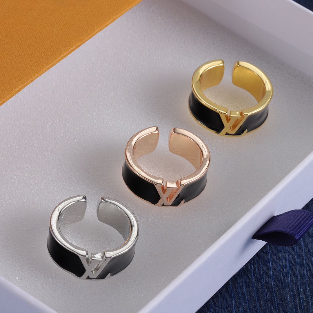 Letter Emblem Open Band Ring