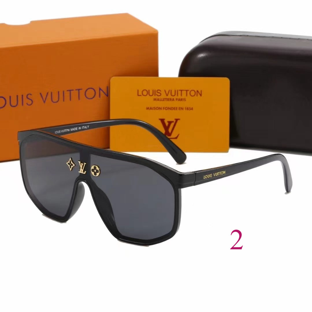 Flat-Top Monogram Shield Sunglasses with Wide Temples