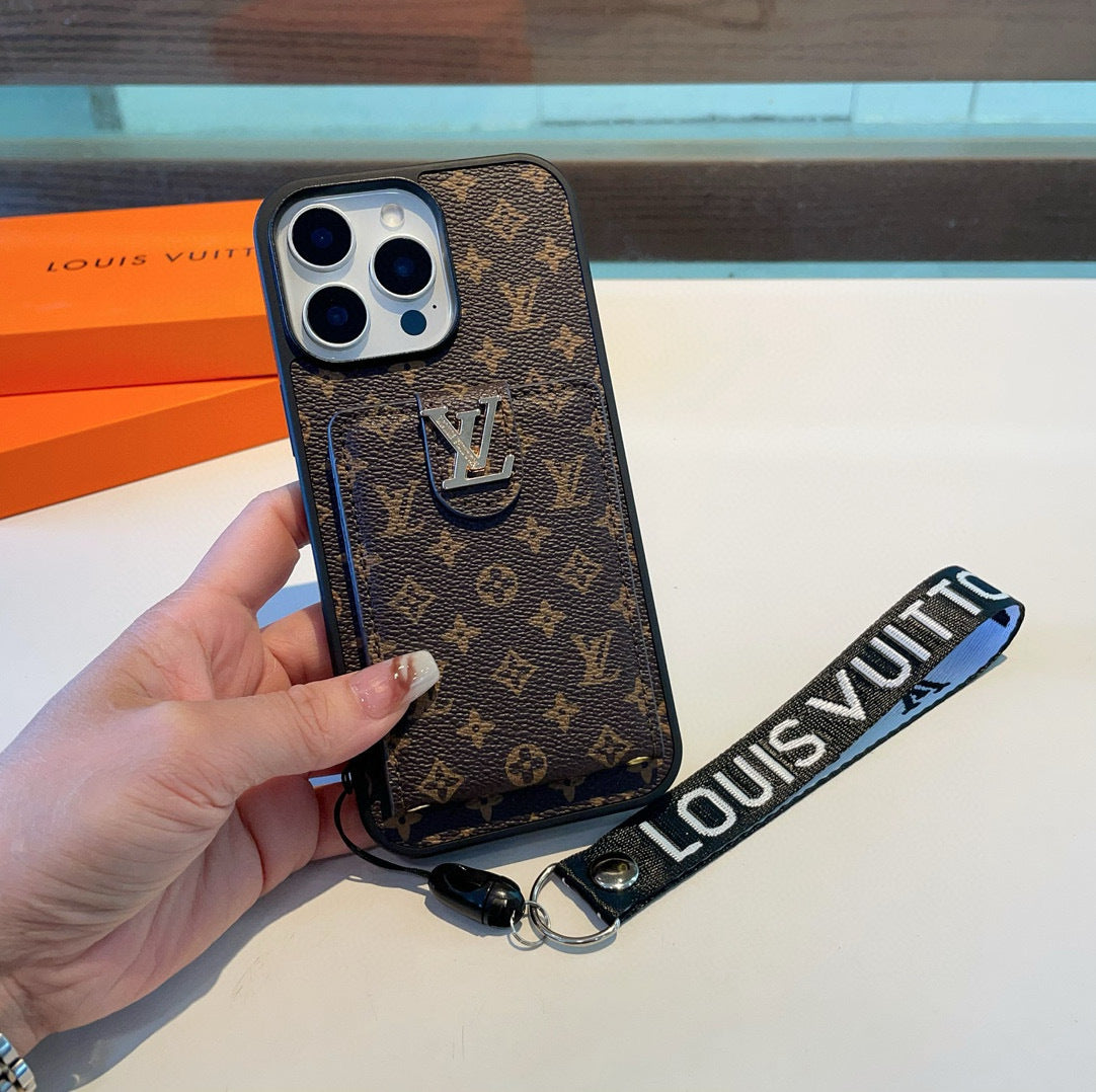 Monogram Phone Case with Strap and Card Pocket