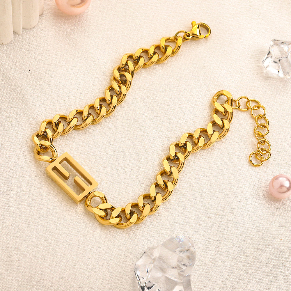 304 Stainless Steel F-Buckle Curb Chain Bracelet