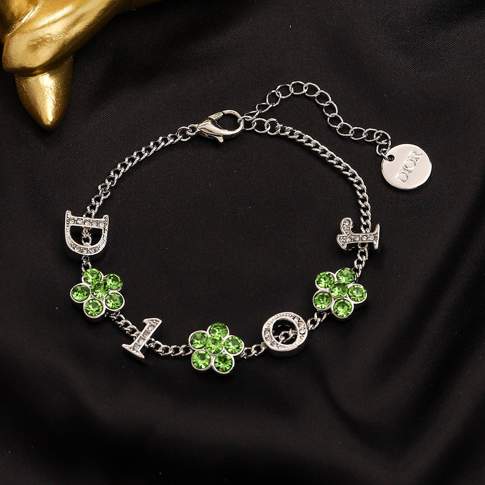 Alloy Floral Letter Earrings, Bracelet & Necklace Collection