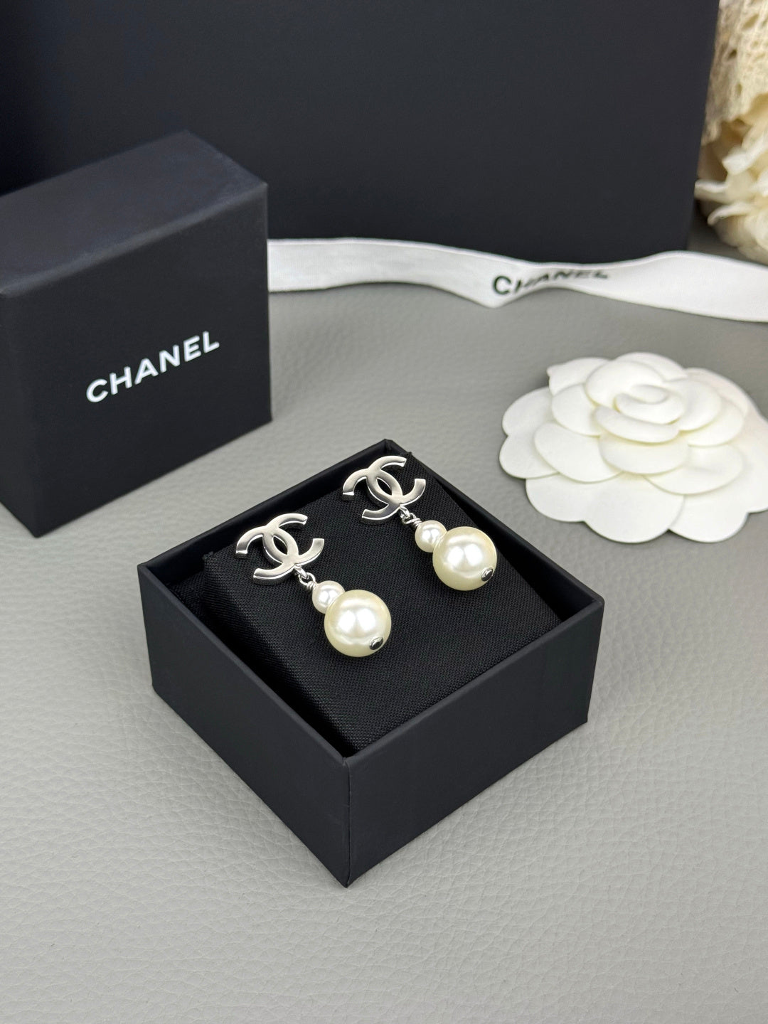 Double Pearl-Effect Interlocking-C Drop Earrings