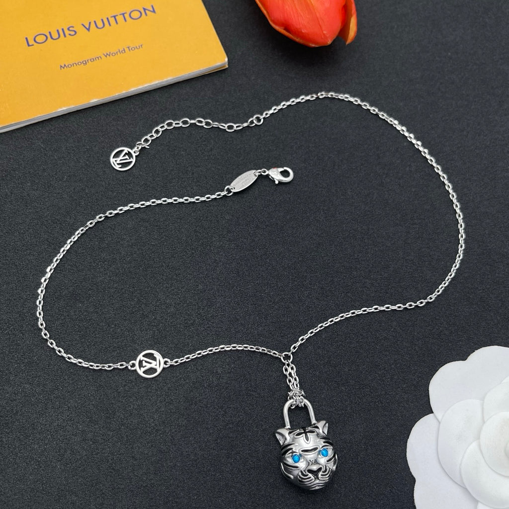 Pave Floral Pendant Station Necklace