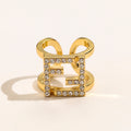 Open Square Frame Ring with Stone Accents
