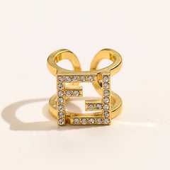 Open Square Frame Ring with Stone Accents