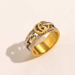 304 Stainless Steel Wide Emblem Ring with Stone-Set Edges