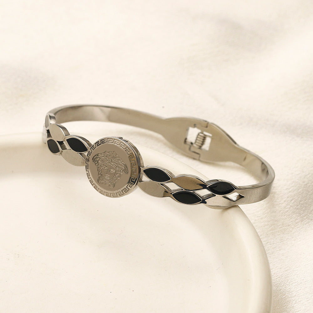 304 Stainless Steel Color-Inlay Link Medallion Bracelet