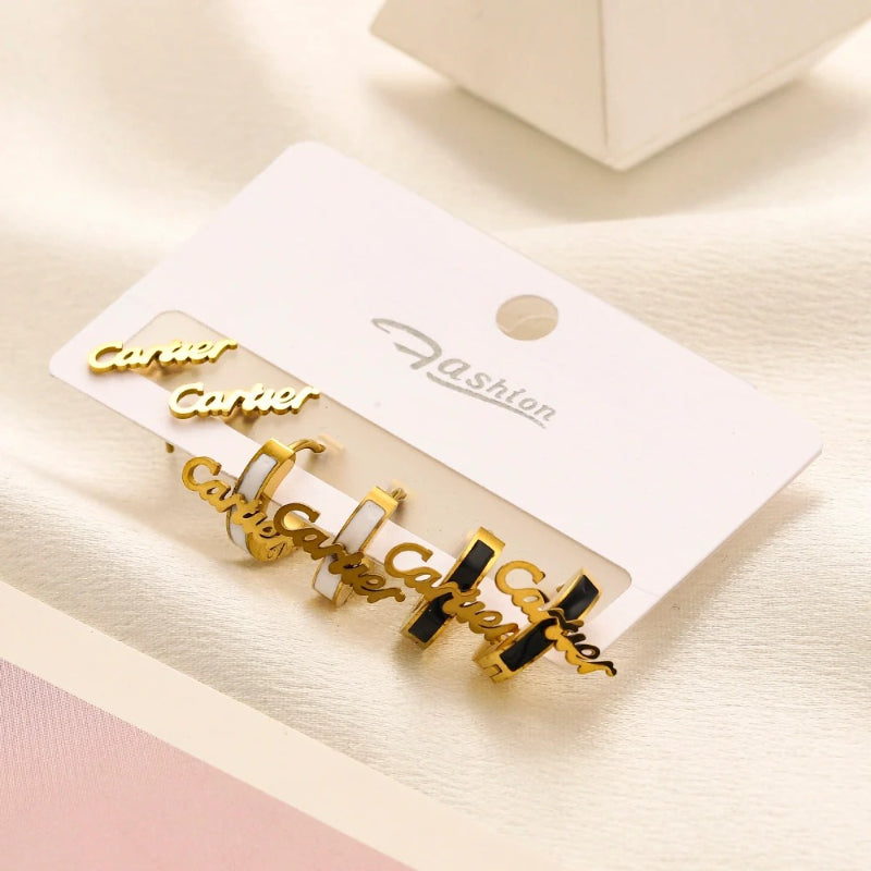 304 Stainless Steel Assorted Stud Earrings - Three-Style Set