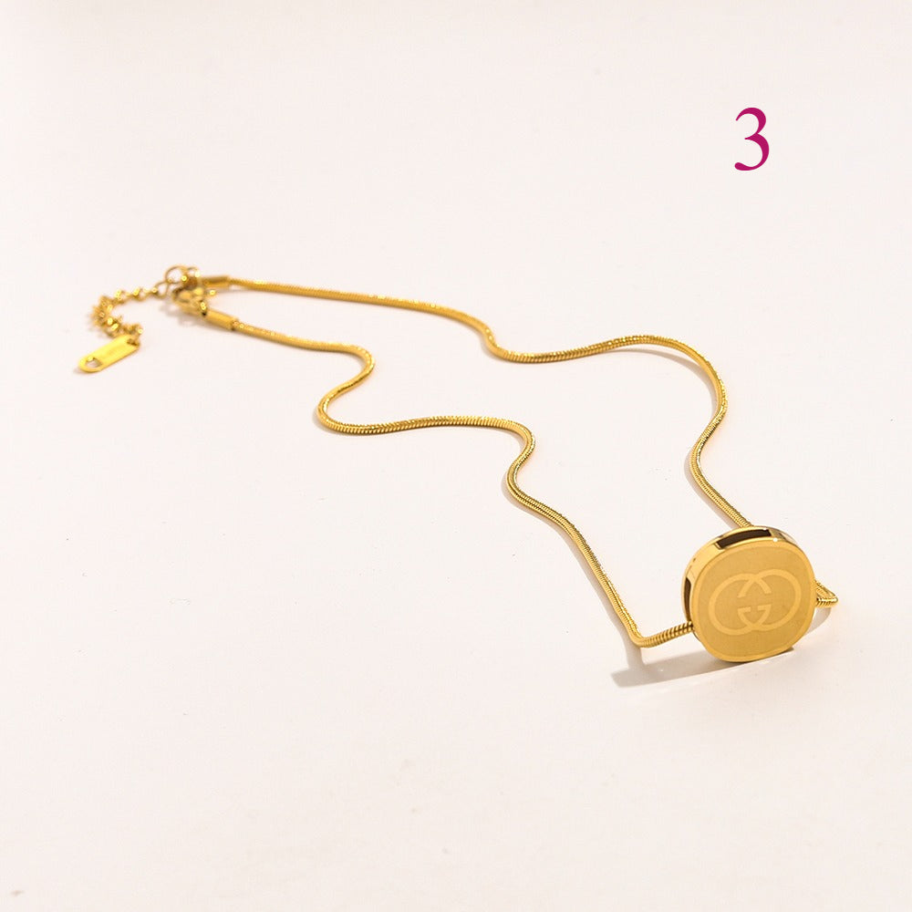 Collar con colgante redondo de monograma en acero inoxidable 304 - Opciones de estilo