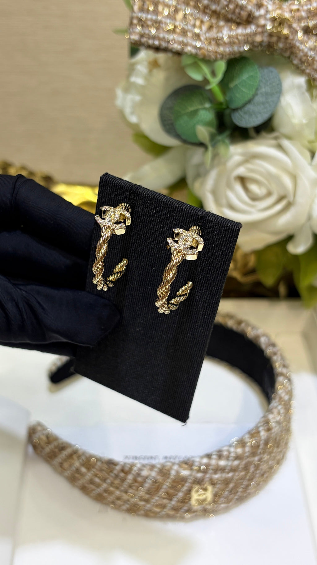 Braided Interlocking-C Hoop Earrings