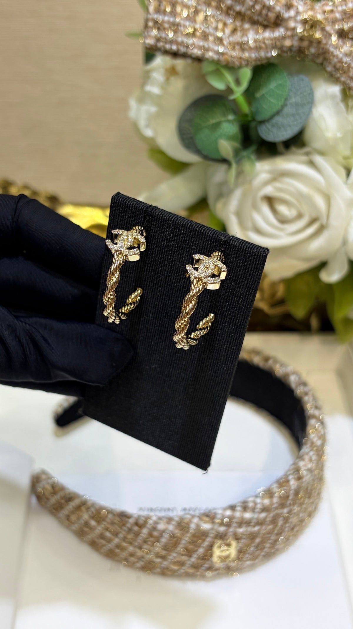 Braided Interlocking-C Hoop Earrings