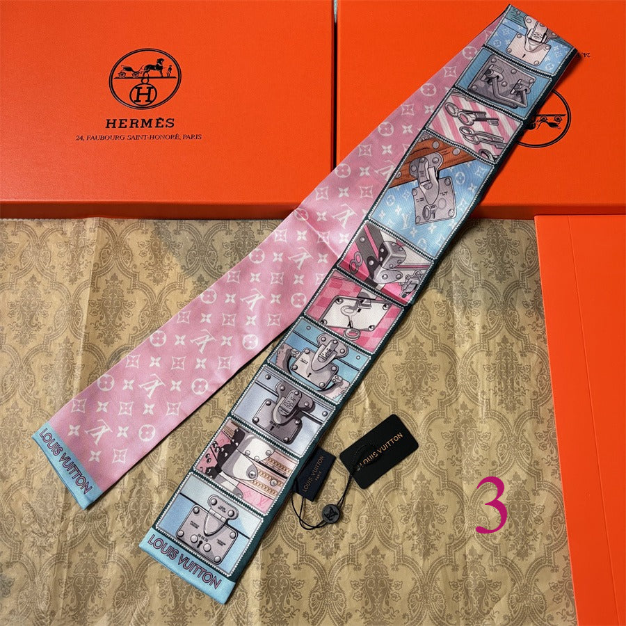 Foulard long imprimé panneaux illustrés - 5 x 120 cm