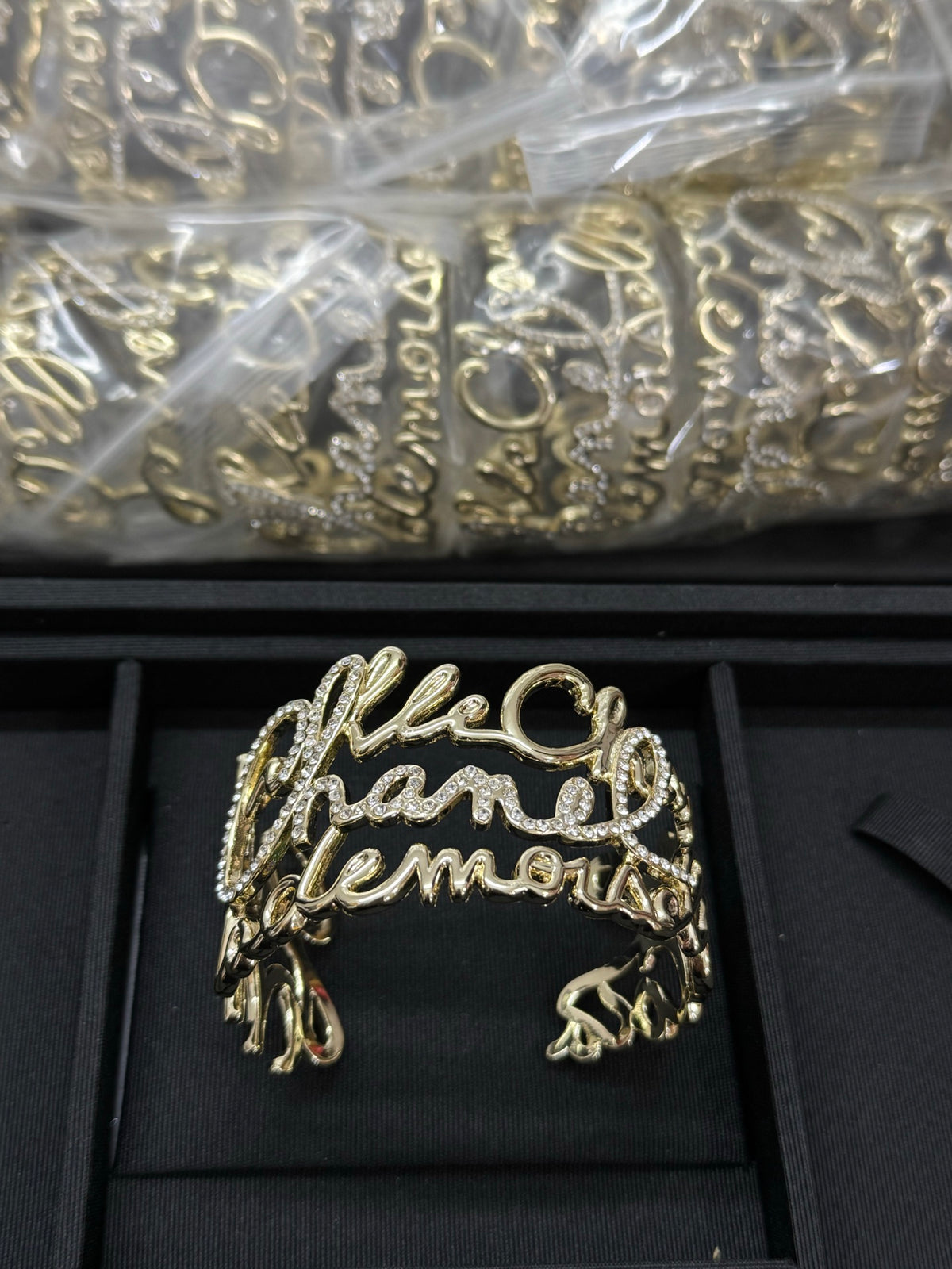 Openwork Script Lettering Cuff Bracelet