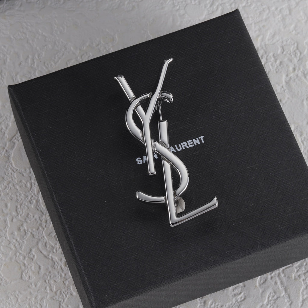 Polished Stacked Letter Brooch