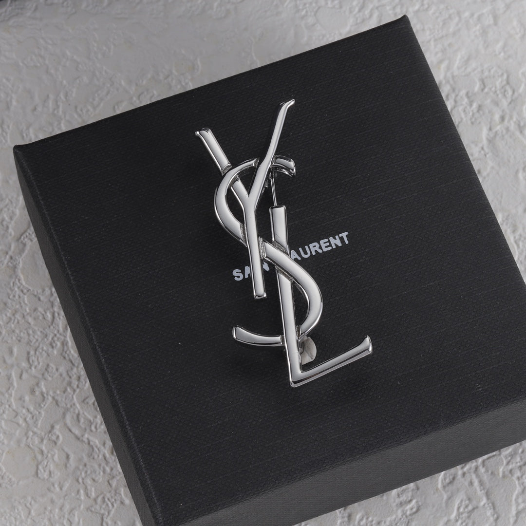 Polished Stacked Letter Brooch