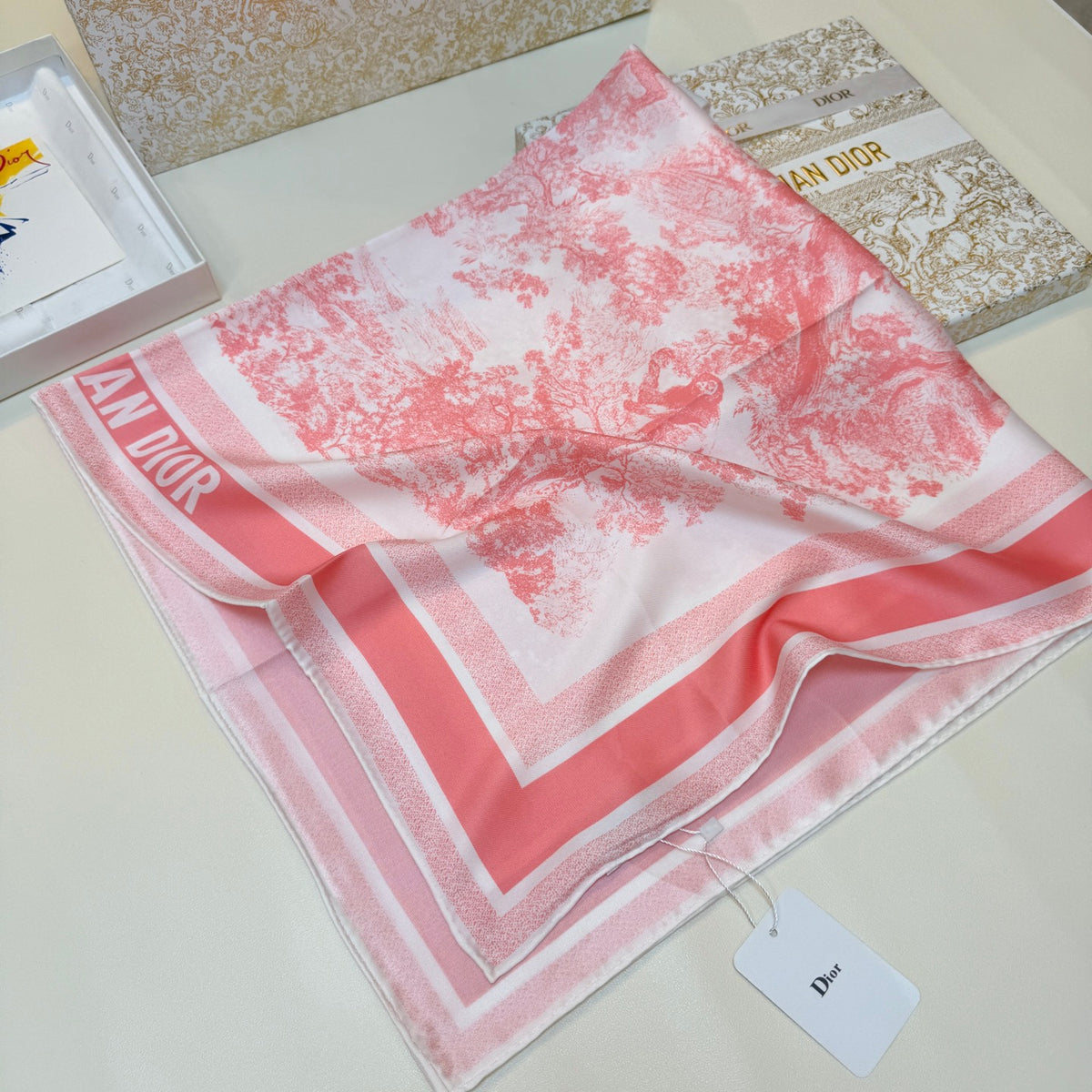 Foulard carré à imprimé paysage color block – 90 x 90 cm