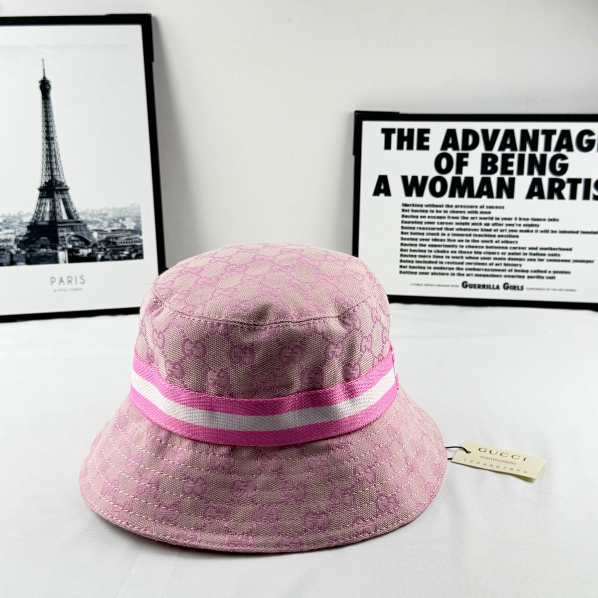 Monogram Bucket Hat with Web Stripe