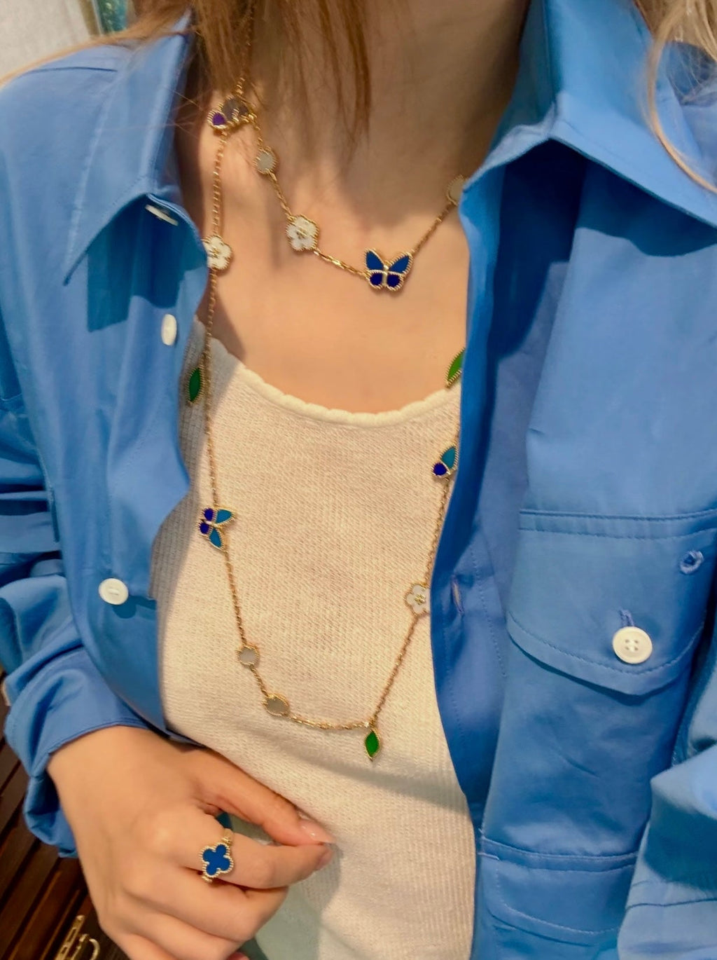Butterfly & Leaf Station Necklace