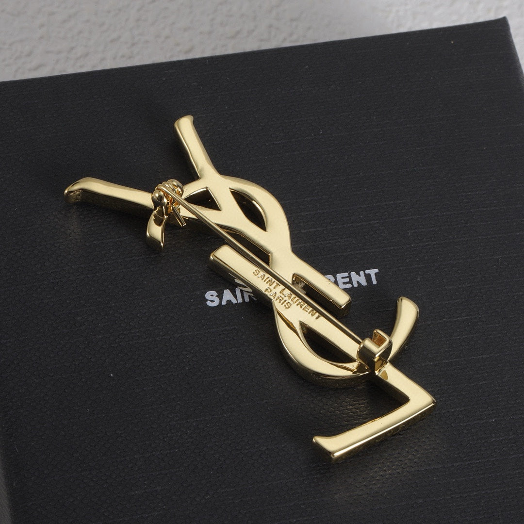 Polished Stacked Letter Brooch