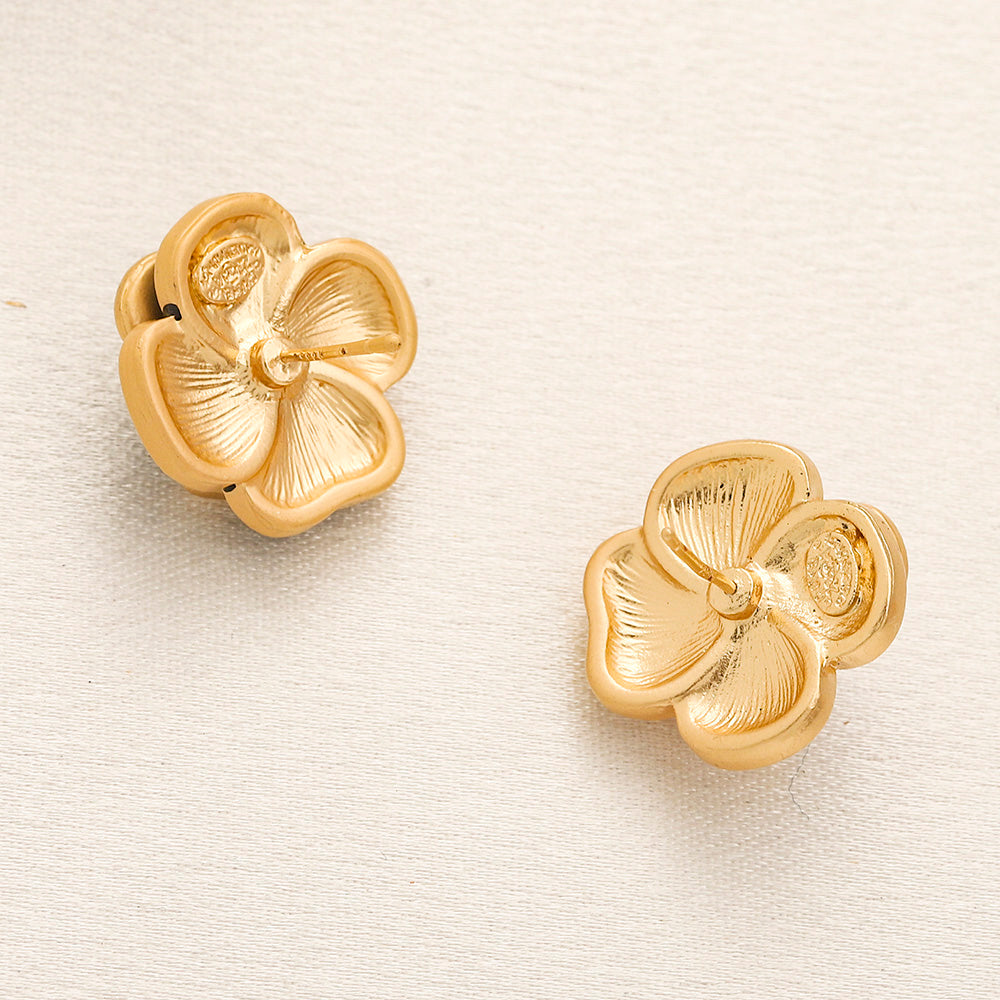Pendientes de botón de aleación con forma de flor de camelia colorida