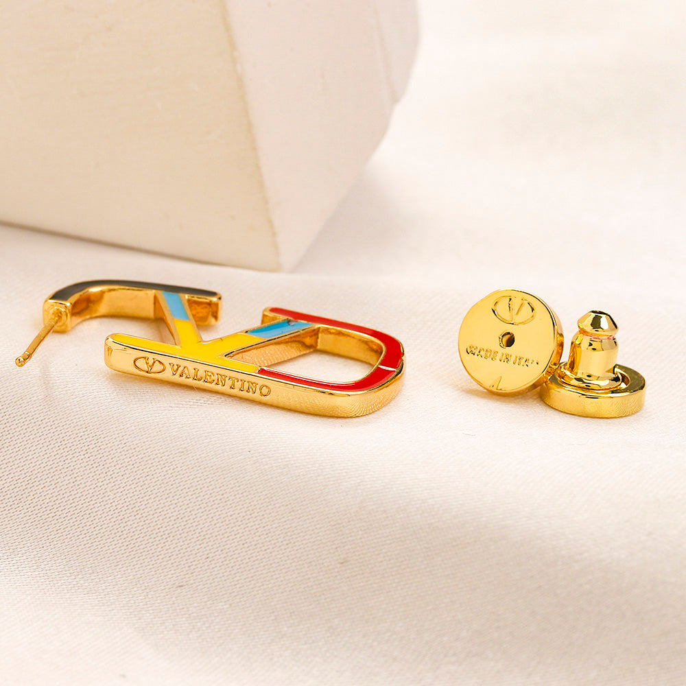 304 Stainless Steel Color-Block Oval Stud Earrings