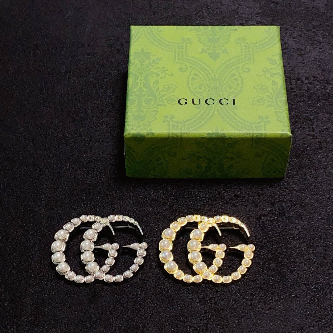 Bead-Set Double Letter Brooch