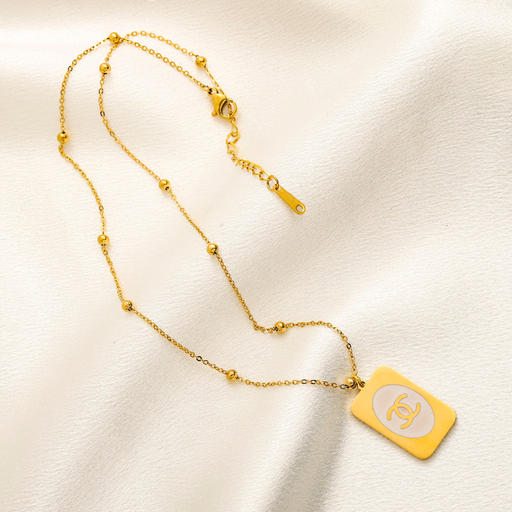 304 Stainless Steel Rectangular Monogram Tag Necklace