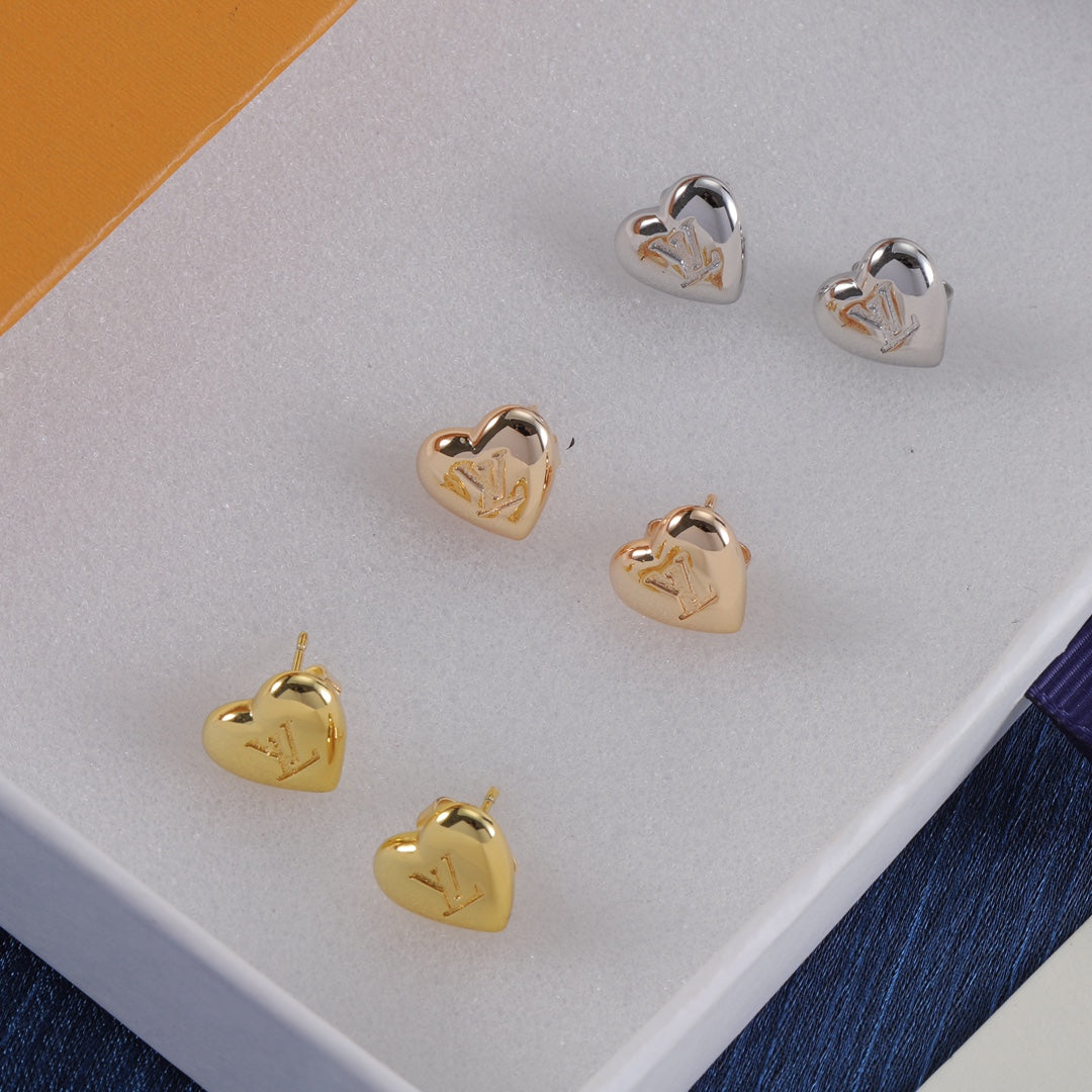 Polished Heart Stud Earrings