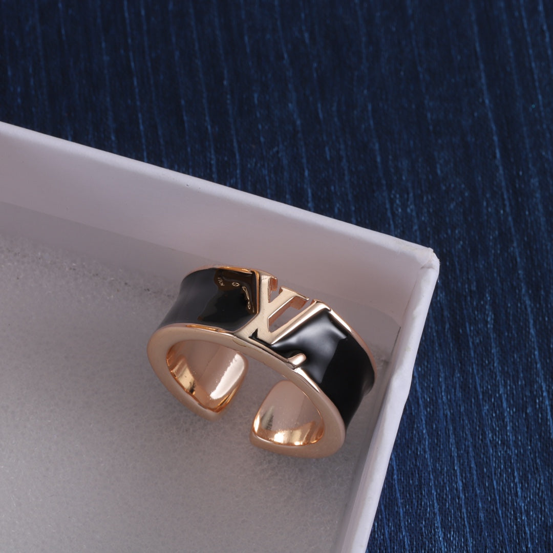 Letter Emblem Open Band Ring