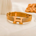 Pulsera de malla de acero inoxidable 304 con cierre en H