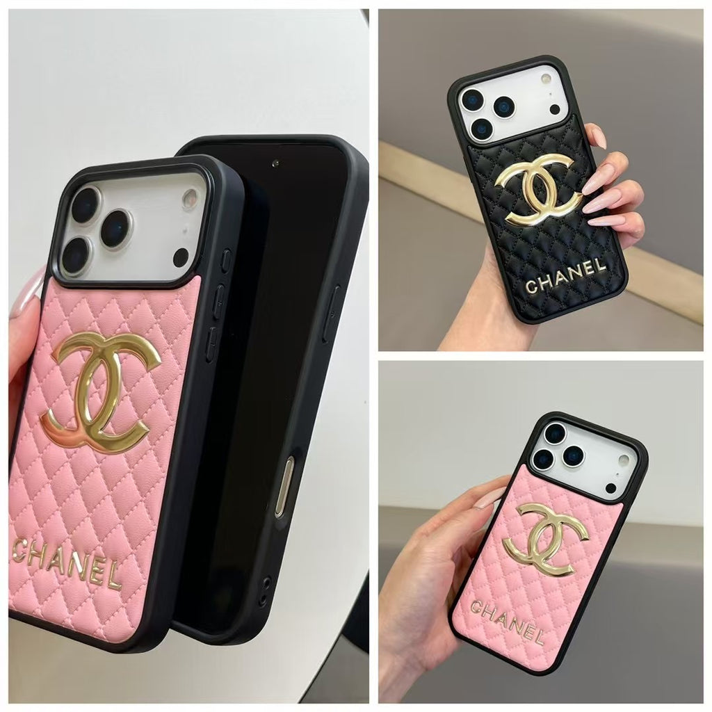 Funda para teléfono acolchada y lisa con emblema - Opciones de estilo