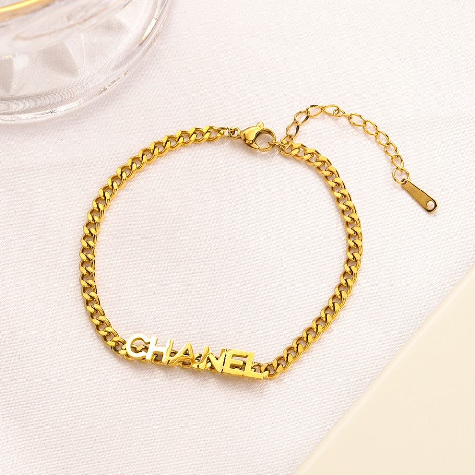 Pulsera y collar de cadena con barra y letras de acero inoxidable 304 - Individual o conjunto