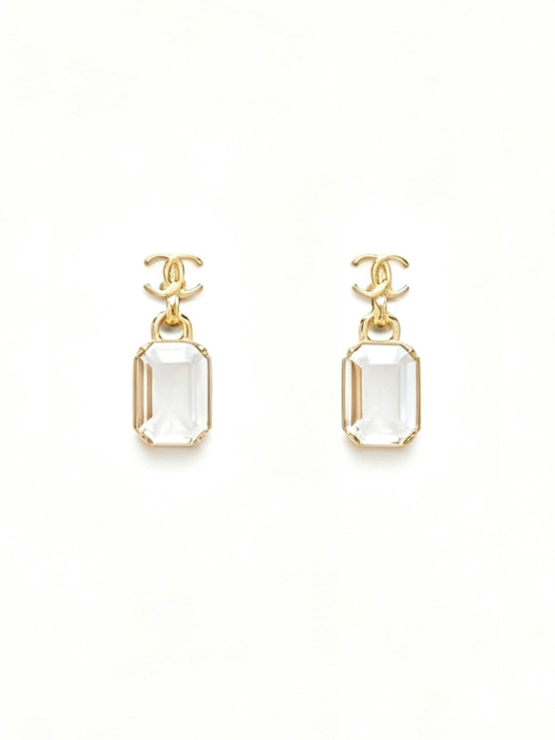 Rectangular Stone Interlocking-C Drop Earrings
