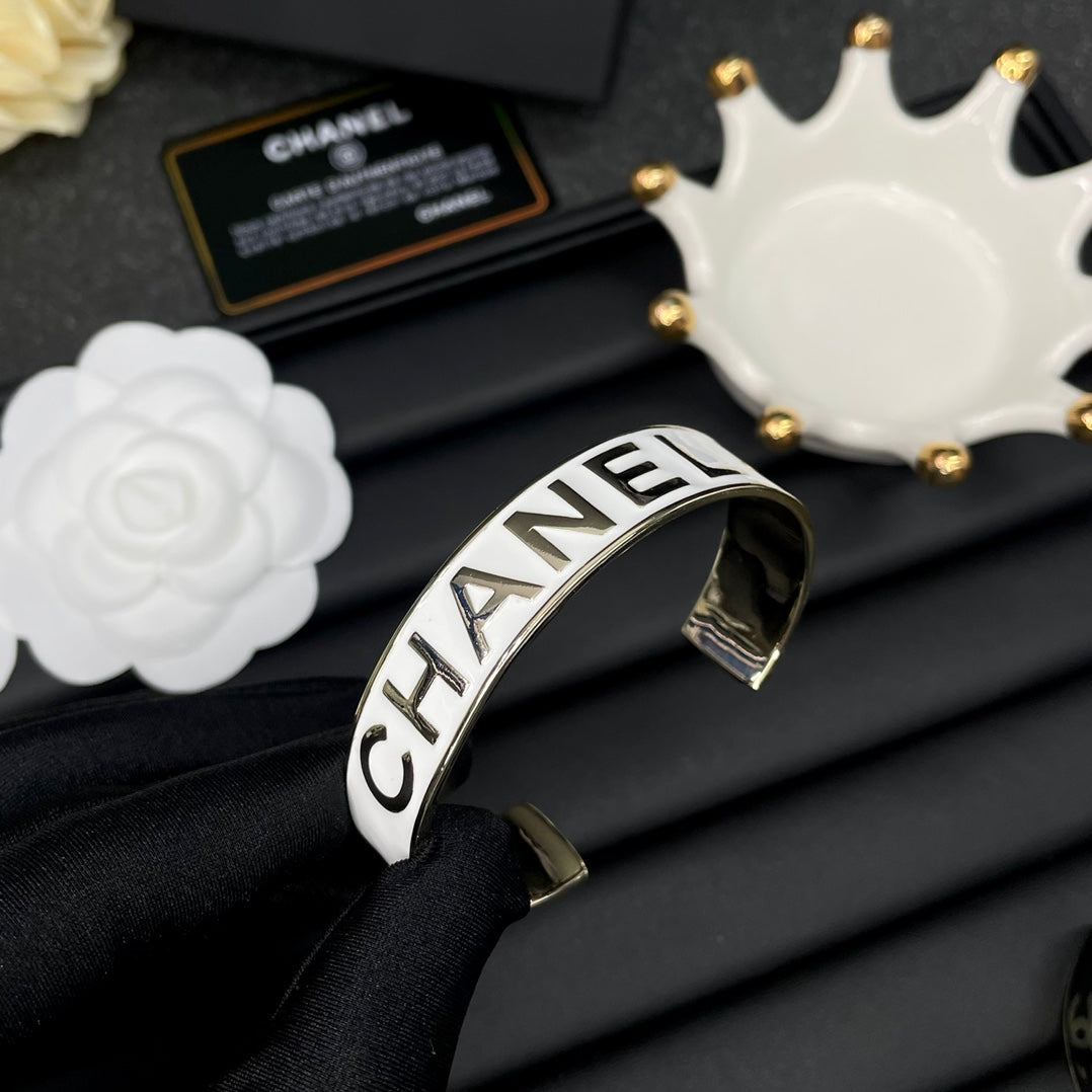 Bold Lettering Wide Cuff Bracelet