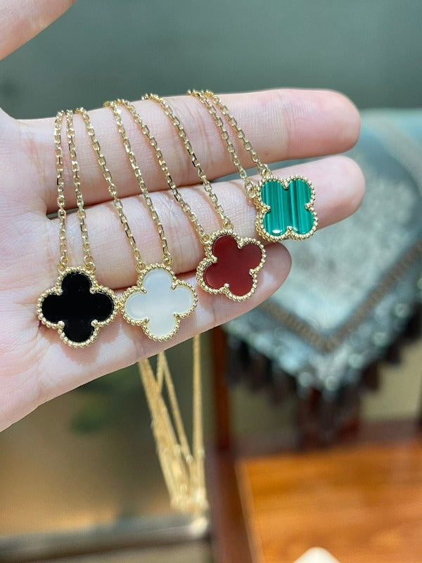 Color-Inlay Quatrefoil Pendant Necklace